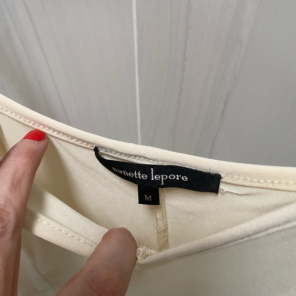 Nanette Lepore cream knit dress with ruffles and underslip - Picture 8 of 10